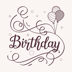 Happy Birthday and Best Offer Handwritten Calligraphy with Floral Elements