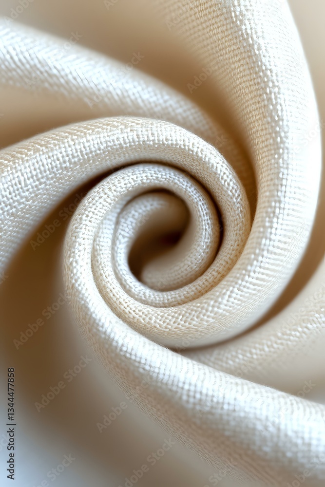 Aufkleber elegant spiral fold of white fabric creating smooth circular pattern with visible textile texture. n