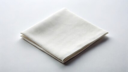 Folded White Linen Napkin on White Background