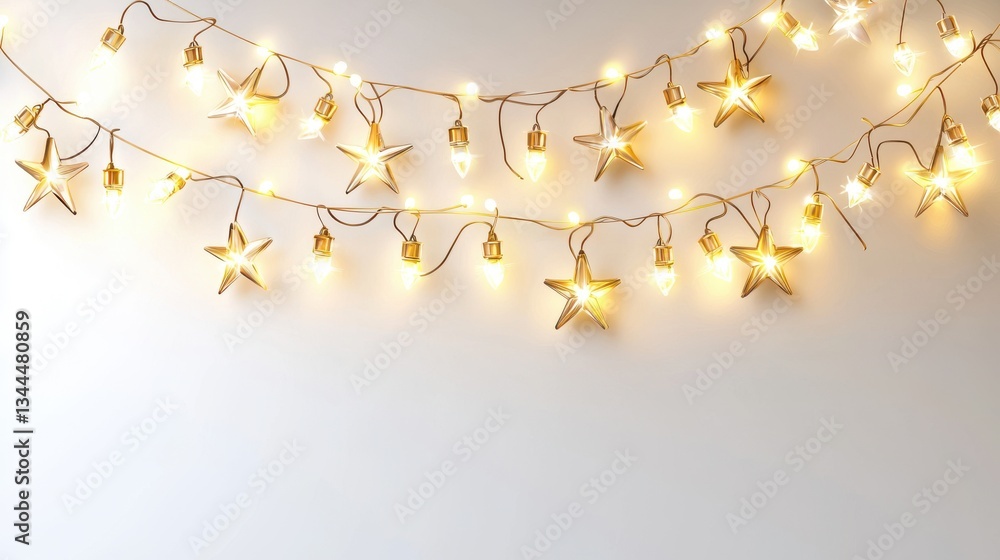 Poster decorative string lights with star shapes creating a warm and cozy atmosphere for festive occasions 
