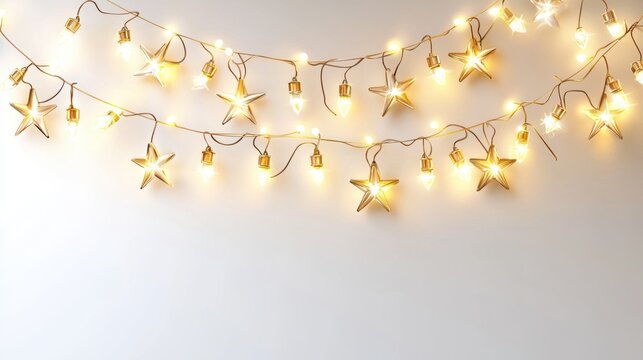 Decorative string lights with star shapes creating a warm and cozy atmosphere for festive occasions and home decor enhancement