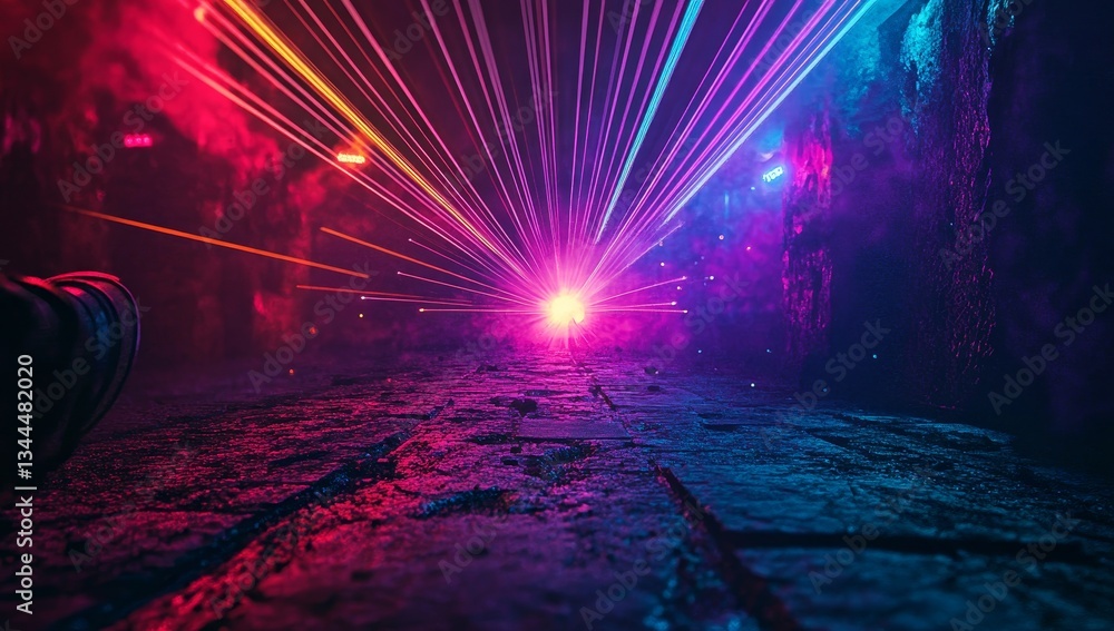 Aufkleber vivid computer-generated image of abstract geometric shapes formed by light