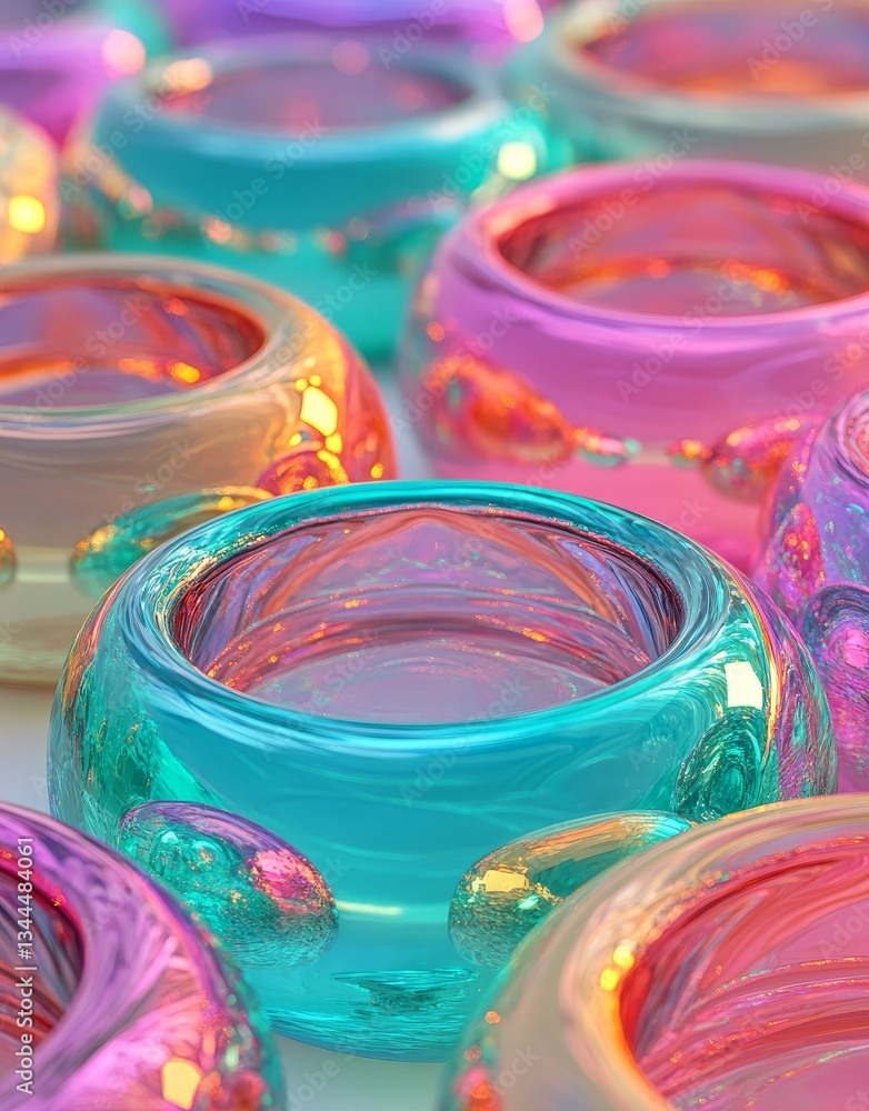 Poster elegant transparent rings are depicted in a 3d rendering with a minimalist aesthetic