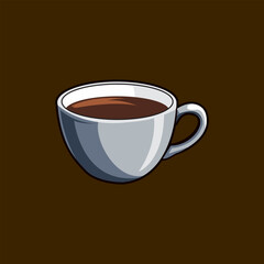 Vector illustration of a glass of black coffee.