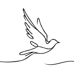 Fototapeta premium Minimalist line art bird in flight against a blank background 