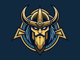 Obraz premium viking helmet mythology logo