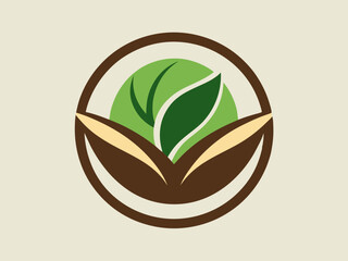 circular leaf nature logo  