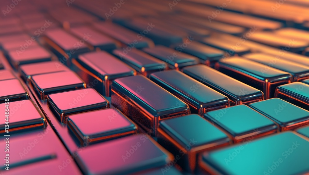 Poster geometric shapes and reflections are combined in this abstract 3d rendered image