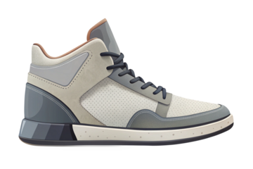 Stylish HighTop Sneaker Design Modern Athletic Footwear Casual Comfortable Beige Gray