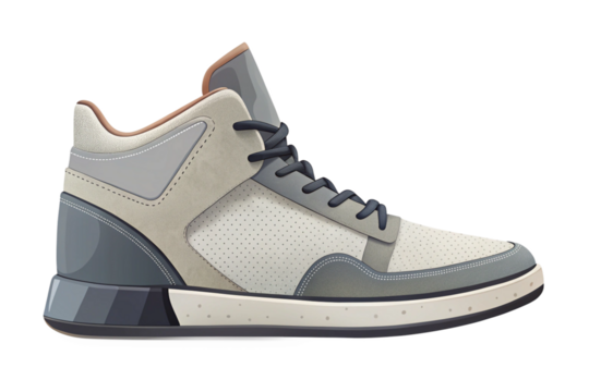 Stylish HighTop Sneaker Design Modern Athletic Footwear Casual Comfortable Beige Gray