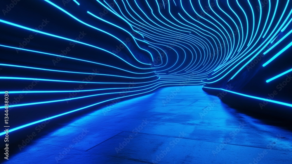 Poster the concept of abstract 3d technology is depicted as a futuristic flow line wave, symbolizing big da