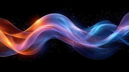 Obraz premium Abstract glowing waves on black background