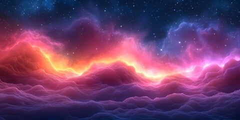 Nebula Dreamscape: A captivating digital illustration of a vibrant nebula, swirling with hues of red, orange, blue, and purple, creating an otherworldly and awe-inspiring celestial scene.