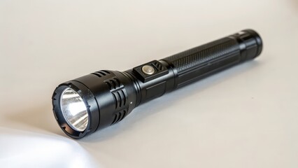 Black Flashlight on White Background