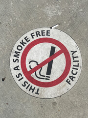 Smoke Free Sign on Concrete