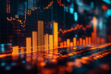 A futuristic holographic graphs and charts generated with AI