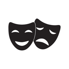 sad and happy drama mask flat icon vector