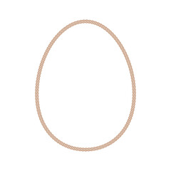 Easter rope frame. Isolated cute egg-shaped string line with brown color border for cards, invitations, banners, labels, gift tags, and more.