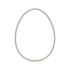 Easter rope frame. Isolated cute egg-shaped string line with green color border for cards, invitations, banners, labels, gift tags, and more.