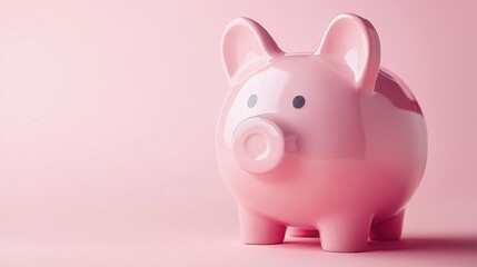 Obraz premium Classic pink pig standing on the grass reflecting concepts of budget strategy and financial planning in a rural setting