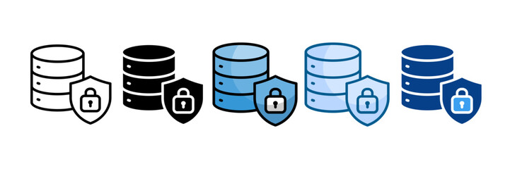 Database Security Icon Set Multiple Style Collection