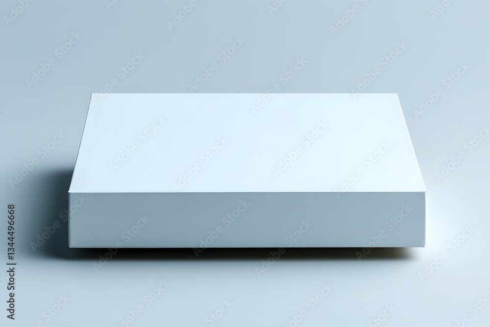 Poster minimalist white square podium on light background with soft shadow, clean geometric platform for pr