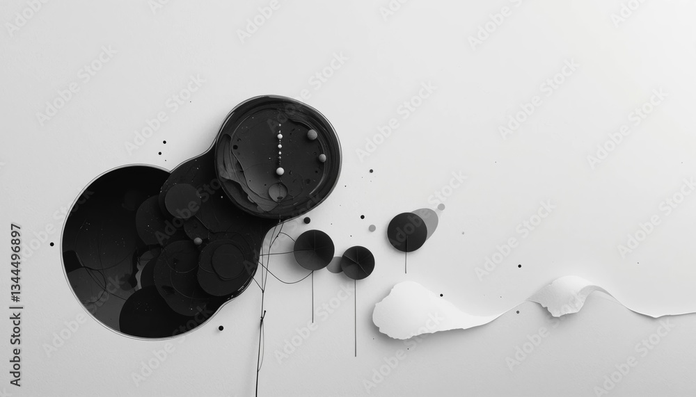 Aufkleber dynamic monochrome abstract art displaying fluid shapes and textures contemporary digital graphic mi