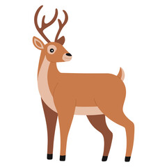 Brown reindeer illustration on white background. Simple vector design, ideal for wildlife, nature, and holiday themed projects.