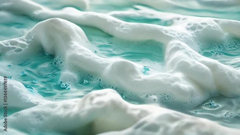 Aufkleber foamy waves: a mesmerizing close-up of foamy waves creating abstract patterns, showcasing the dynami
