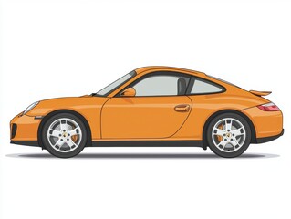 Fototapeta premium Stylish Orange Sports Car in Side View with Smooth Lines and Sleek Design for Automotive Enthusiasts and Illustrators