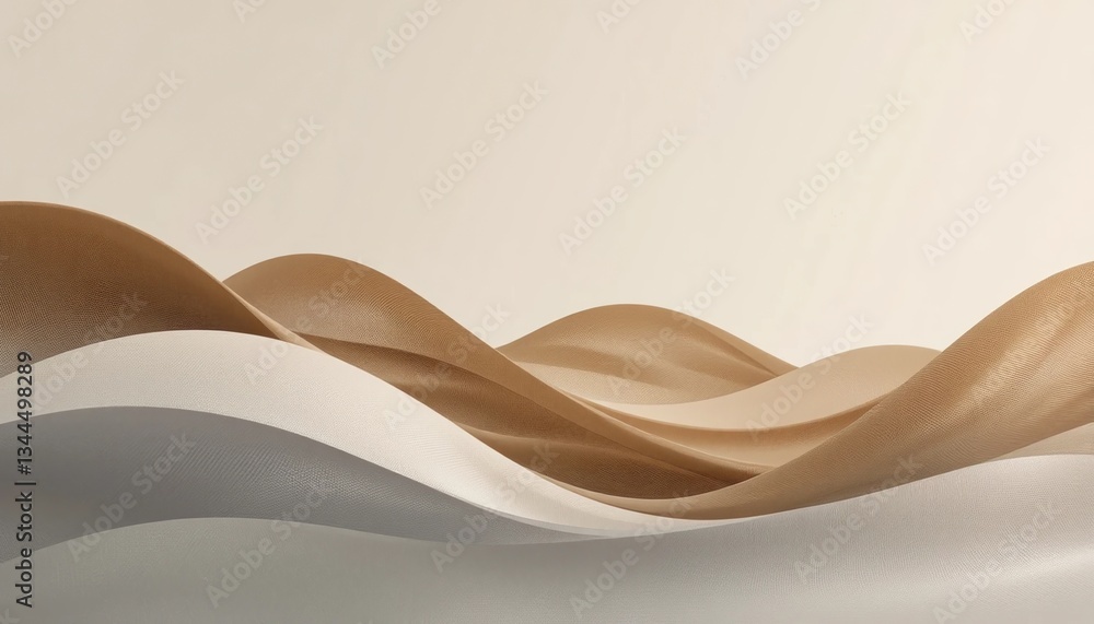 Poster flowing waves of soft textiles minimalist studio abstract art serene environment close-up view elega