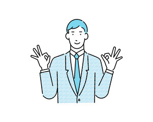 Male avatar businessperson -Male student giving OK sign -Simple Vector Material男性アバタービジネスパーソン -OKサインをする男性ー学生ーシンプルベクター素材