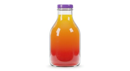 Gradient Beverage in a Glass Bottle: Vibrant Red-to-Yellow Transition with Purple Cap
