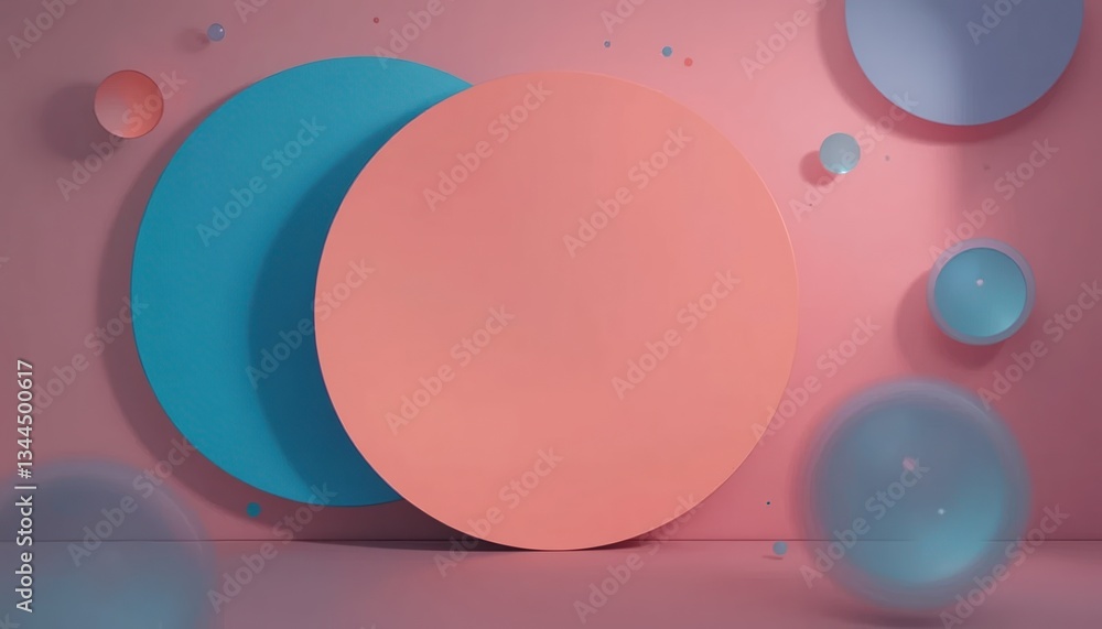 Poster dynamic abstract art installation featuring colorful circles studio setting digital artwork vibrant 
