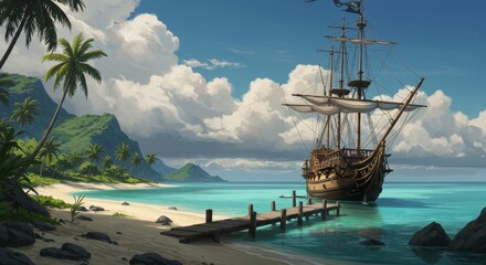 Tropical Island Haven Pirate Ship