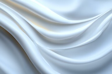 Obraz premium Elegant white silk fabric with soft flowing waves and gentle folds creates luxurious texture and smooth curves against light background. Suitable for wedding designs.
