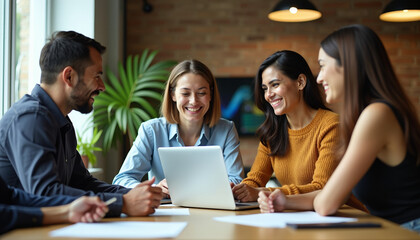 Fototapeta premium Team Collaboration in a Modern Office Setting