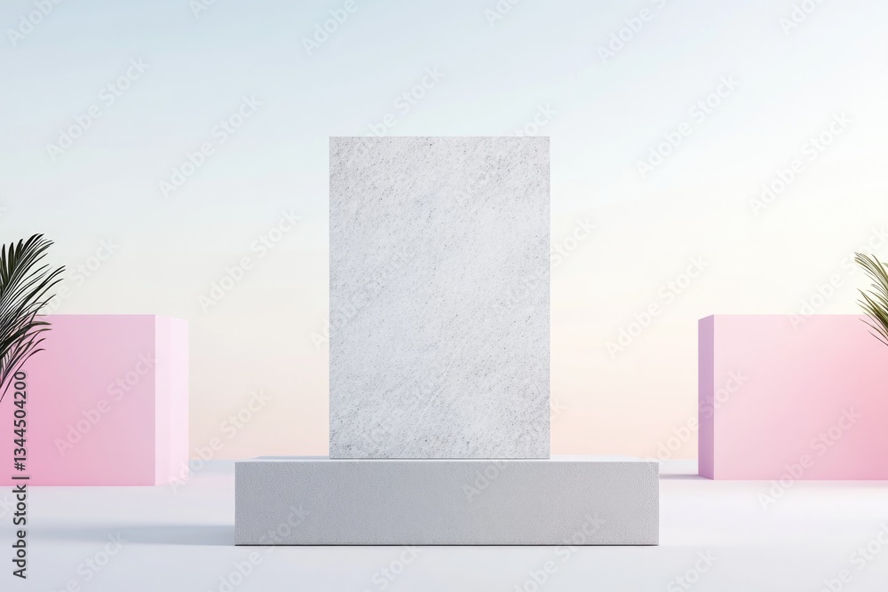 Aufkleber minimal digital artwork of single geometric shape centered on neutral background with ample copy spa