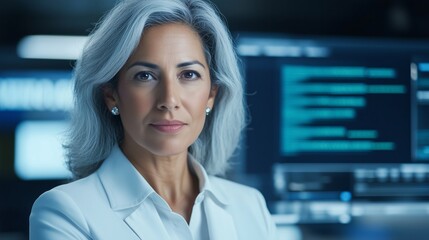 Obraz premium Business leader in high-tech environment office professional portrait
