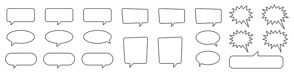 Collection of line speech bubble, speech balloon, chat bubble.