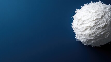 Fluffy white sphere on deep blue background