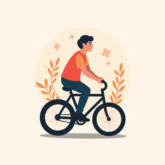 Young boy riding a bike in a casual setting, freedom and leisure