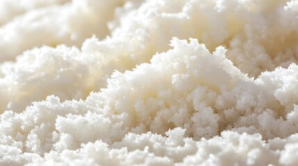 Textured Coconut Flakes: An up-close shot reveals a delicate pile of coconut flakes. The image highlights the intricate textures and natural hue of the ingredient.