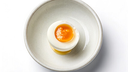 Soft-Boiled Egg Halves Showcasing Firm Whites and Runny Yolks