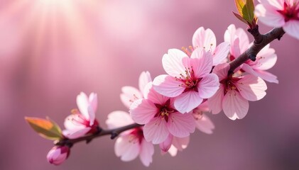 Obraz premium Delicate pink sakura blossoms, intricate branch details, springtime, subtle, spring flowers