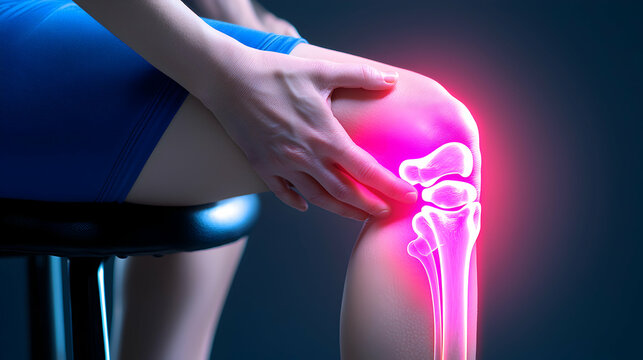Woman Experiencing Knee Pain Sitting on Chair