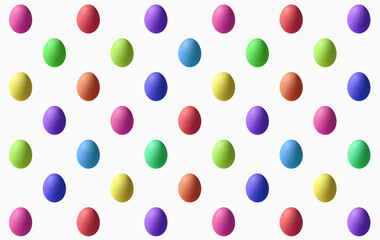 Rainbow Colored Easter Egg Pattern Isolated on White Background
