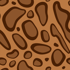 Vector pattern of bengal cat tabby fur. Repeat print of leopard spots and stripes. Brown spotted illustration with animal texture for feline textile