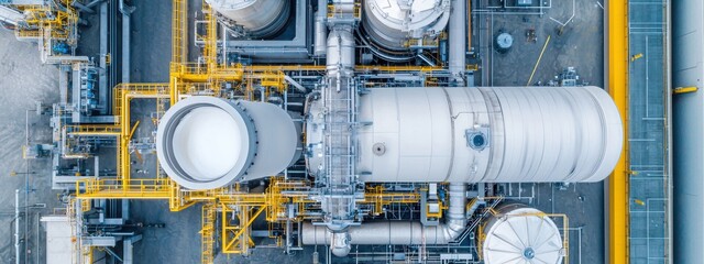 Aerial View of Industrial Tank Equipment in Chemical Plant