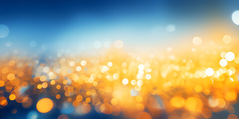 Abstract blue and yellow background with bright lights